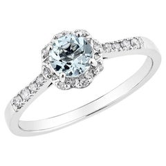 Sunita Nahata Aguamarina 0.41ct. Anillo de fantasía en 14KWG con diamante blanco.