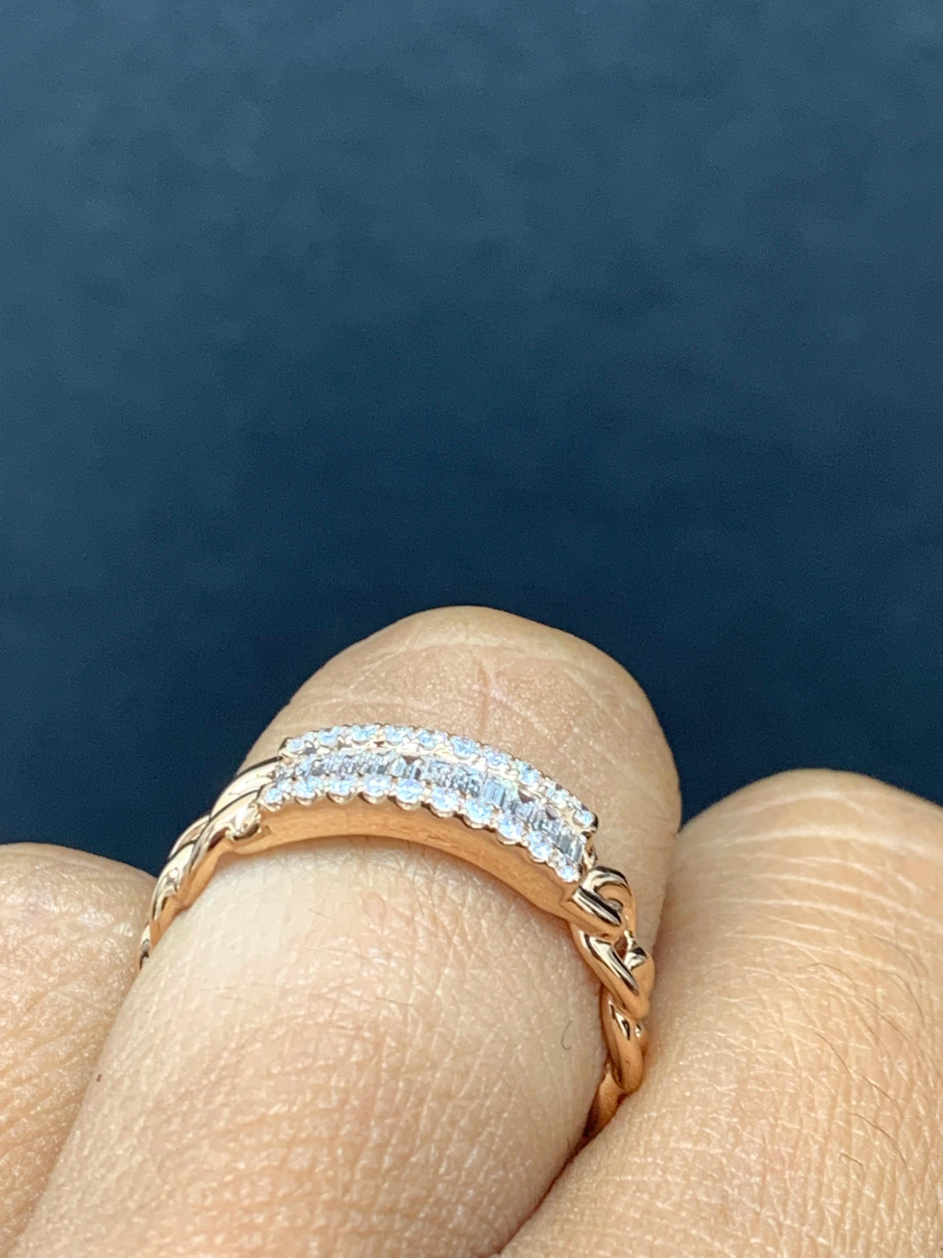 0.41 Carat Baguette Diamond Fashion Ring in 18K Rose Gold For Sale 5