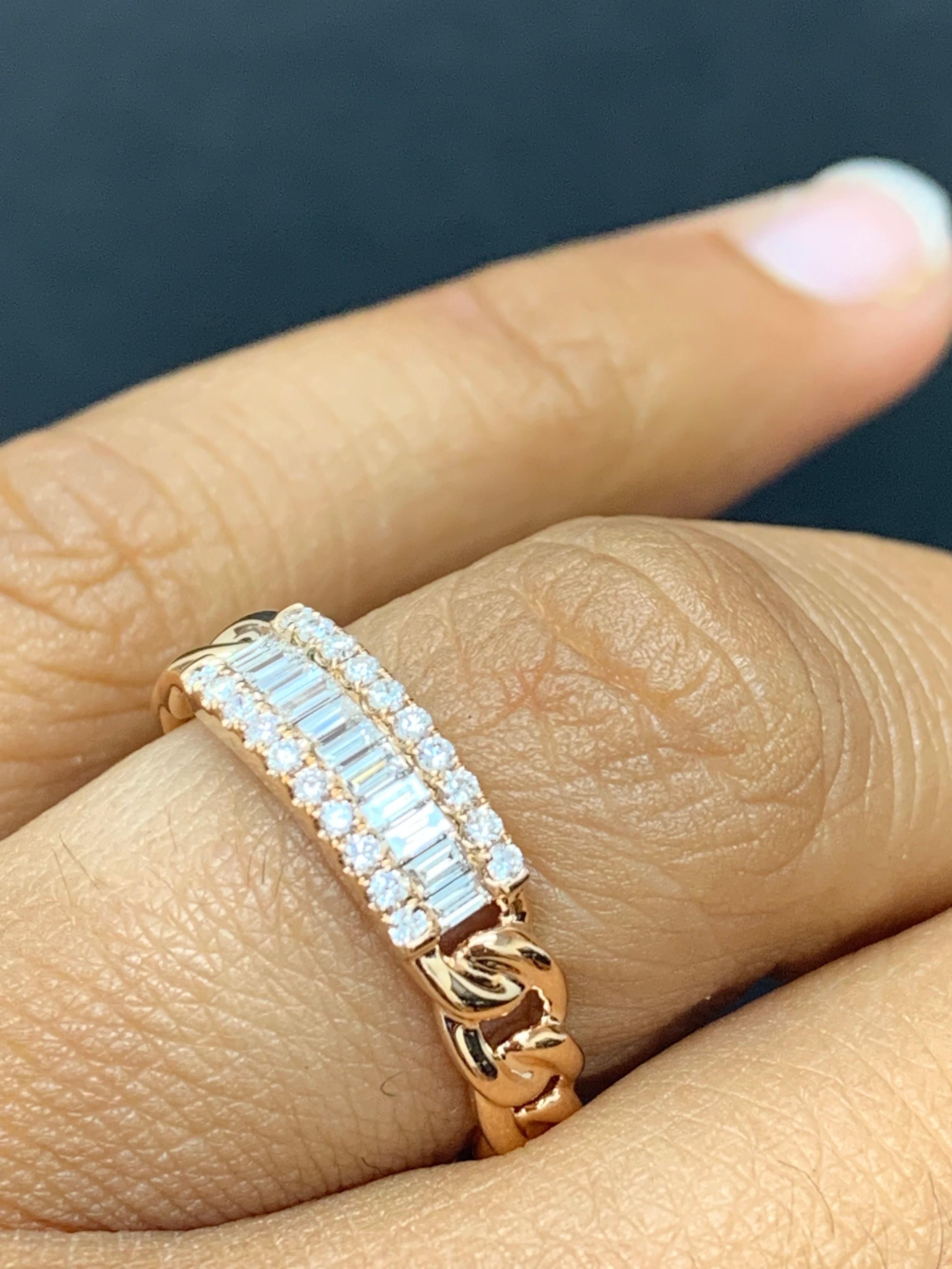 0.41 Carat Baguette Diamond Fashion Ring in 18K Rose Gold For Sale 6