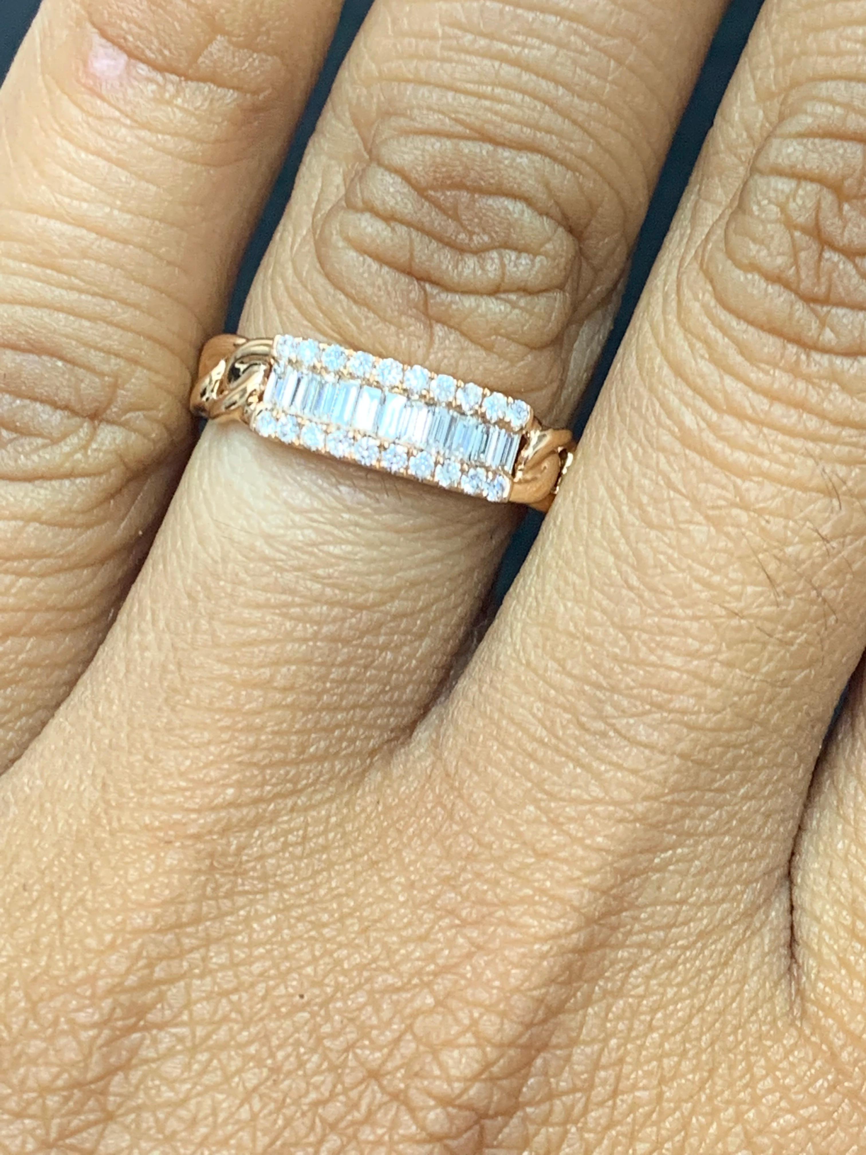 0.41 Carat Baguette Diamond Fashion Ring in 18K Rose Gold For Sale 7