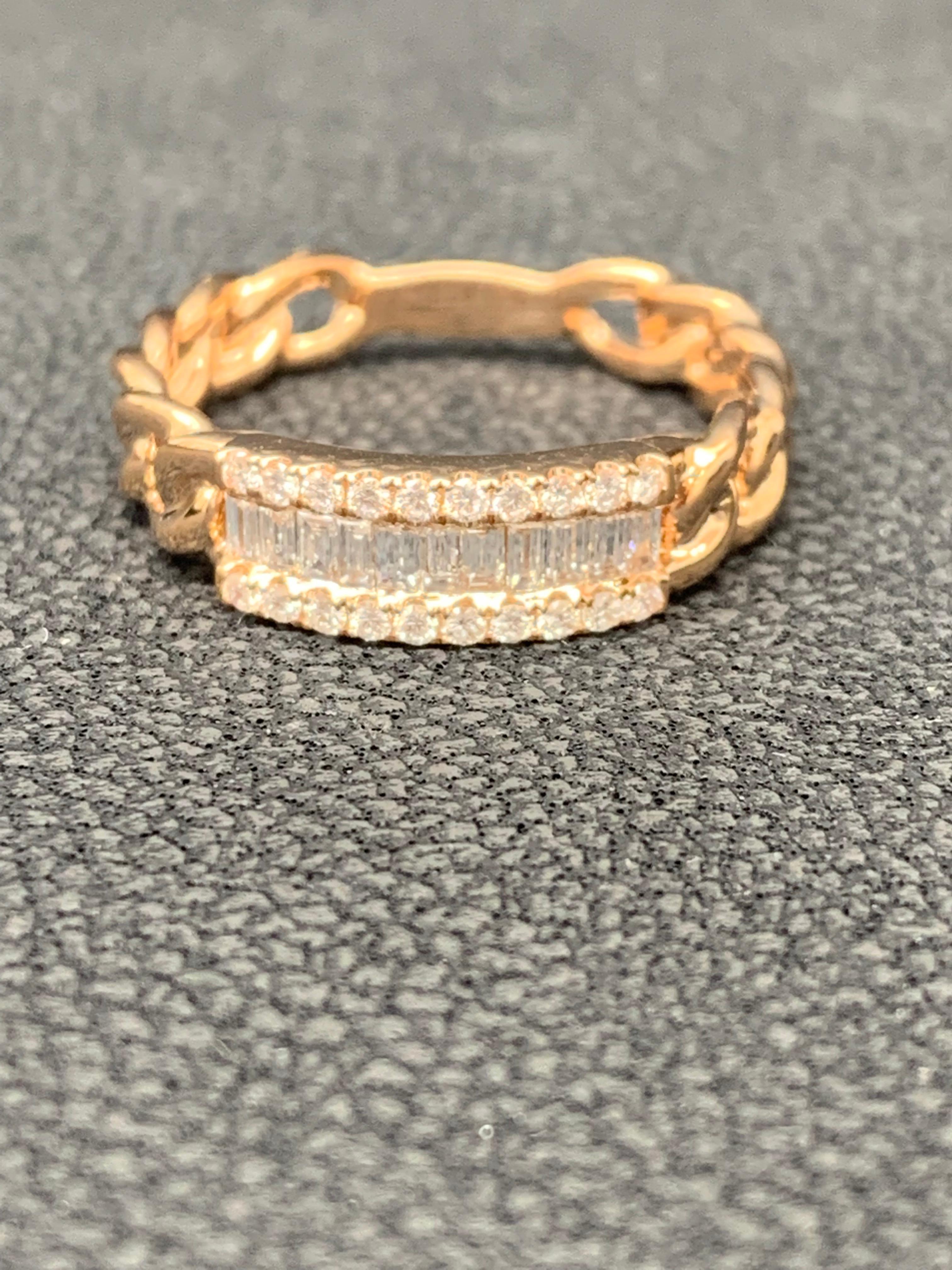 0.41 Carat Baguette Diamond Fashion Ring in 18K Rose Gold For Sale 8