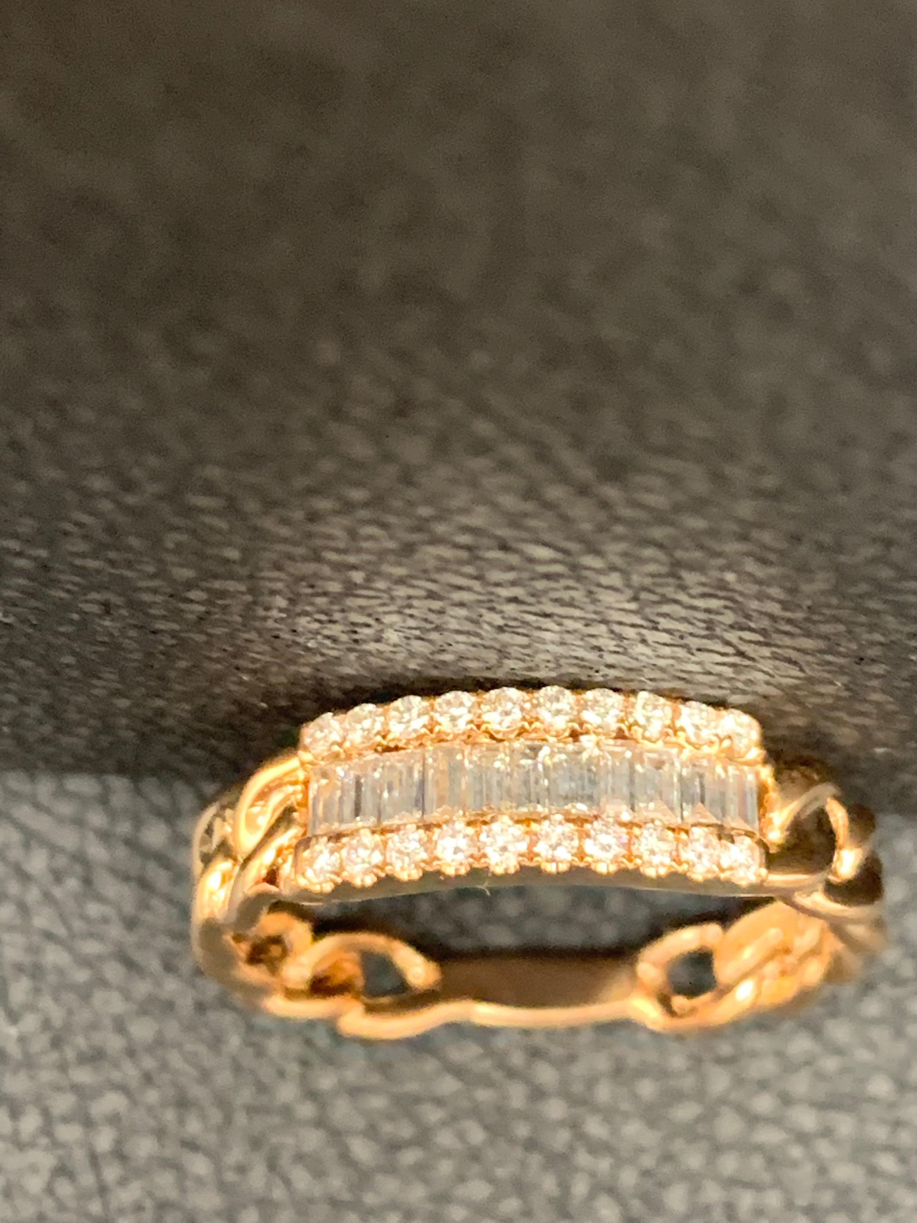 0.41 Carat Baguette Diamond Fashion Ring in 18K Rose Gold For Sale 13