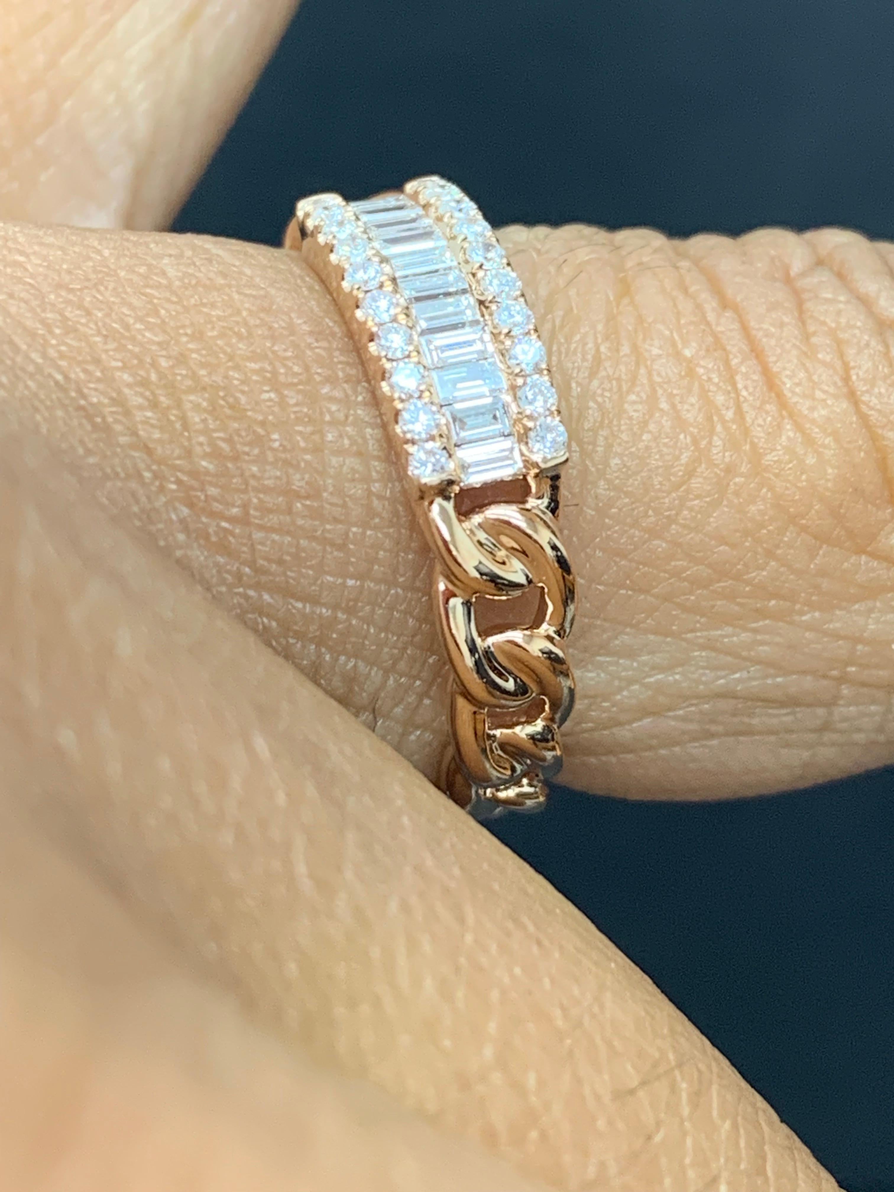 0.41 Carat Baguette Diamond Fashion Ring in 18K Rose Gold For Sale 1