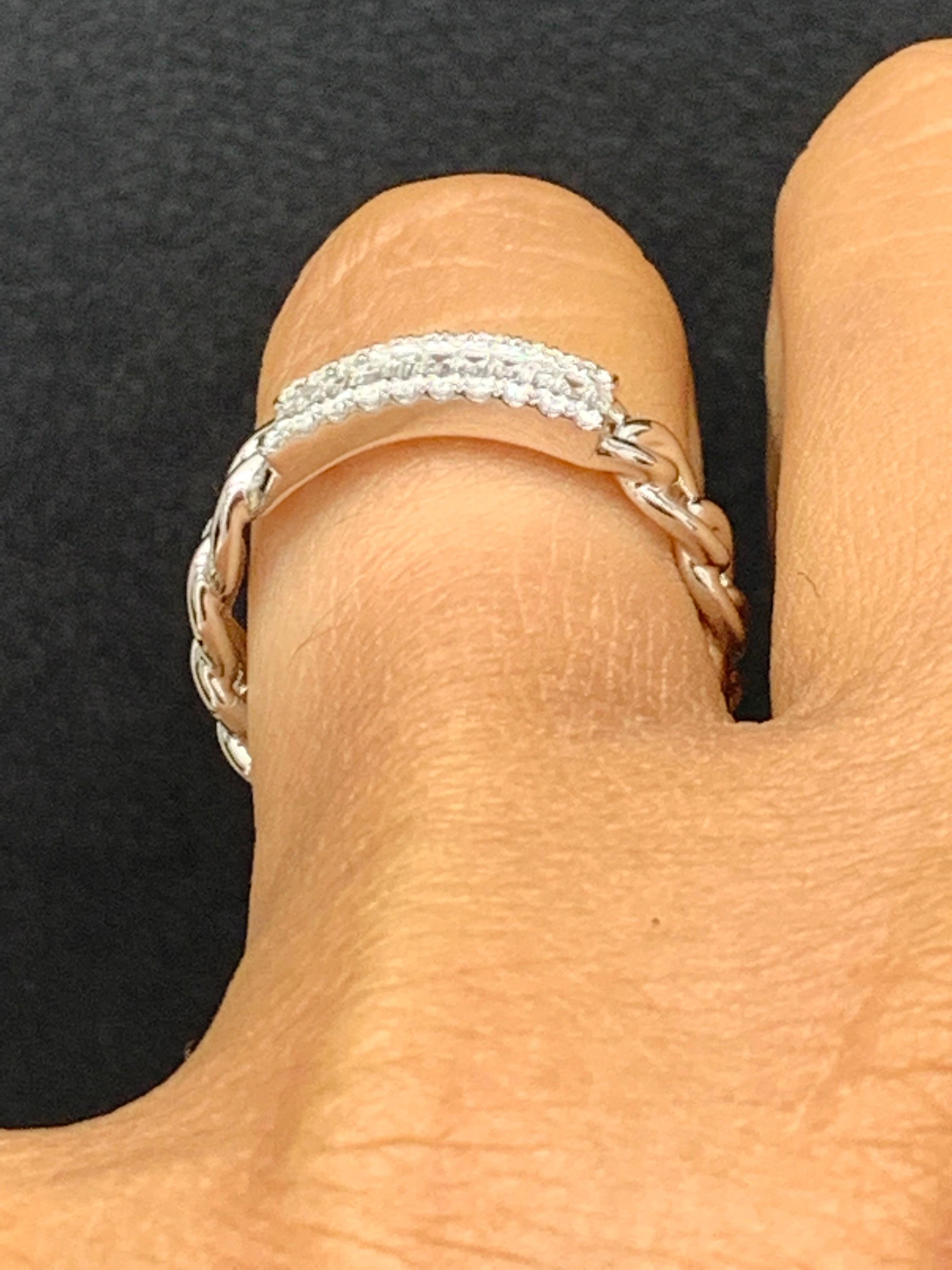 0.41 Carat Baguette Diamond Fashion Ring in 18K White Gold For Sale 4