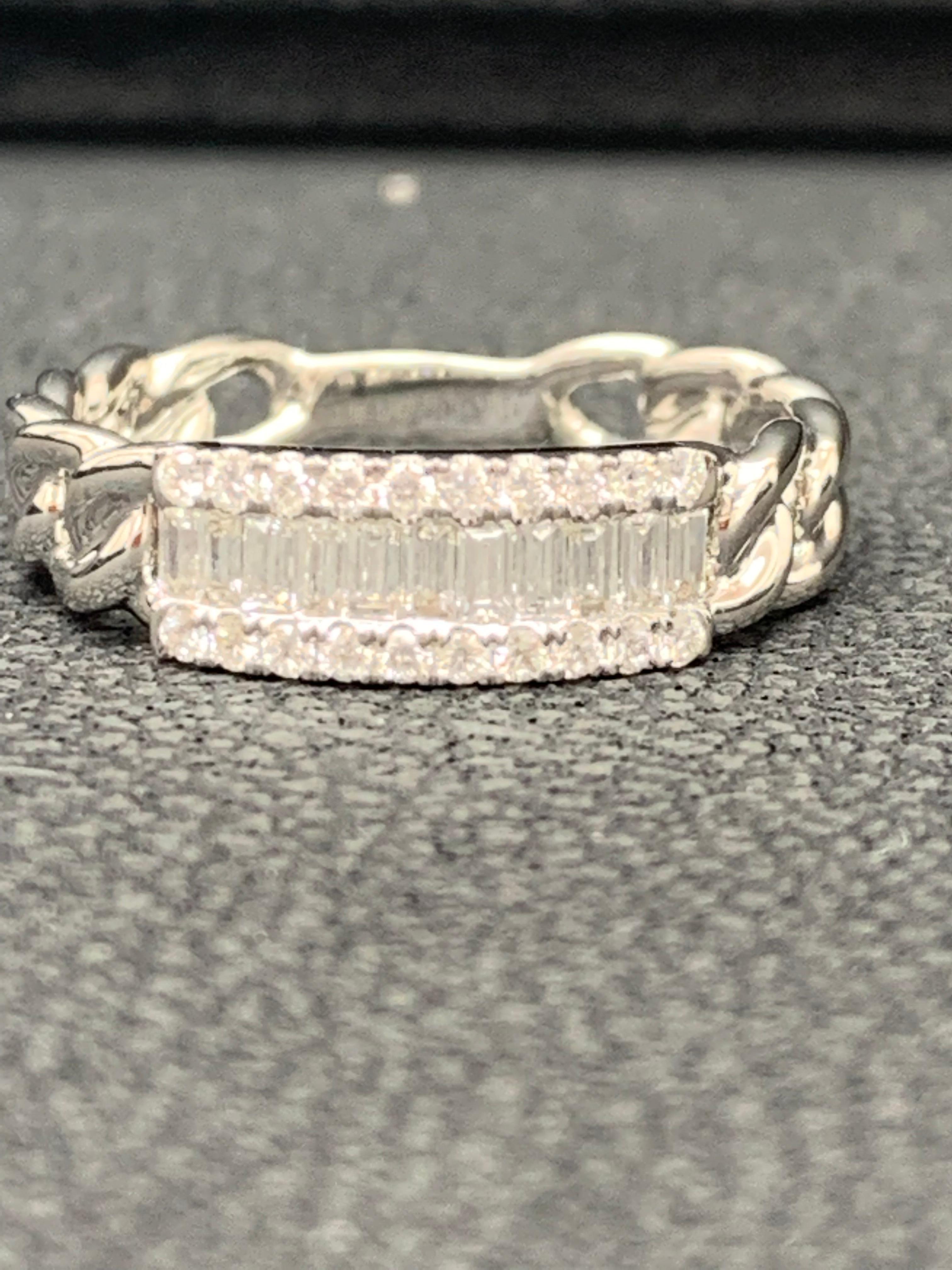 0.41 Carat Baguette Diamond Fashion Ring in 18K White Gold For Sale 6