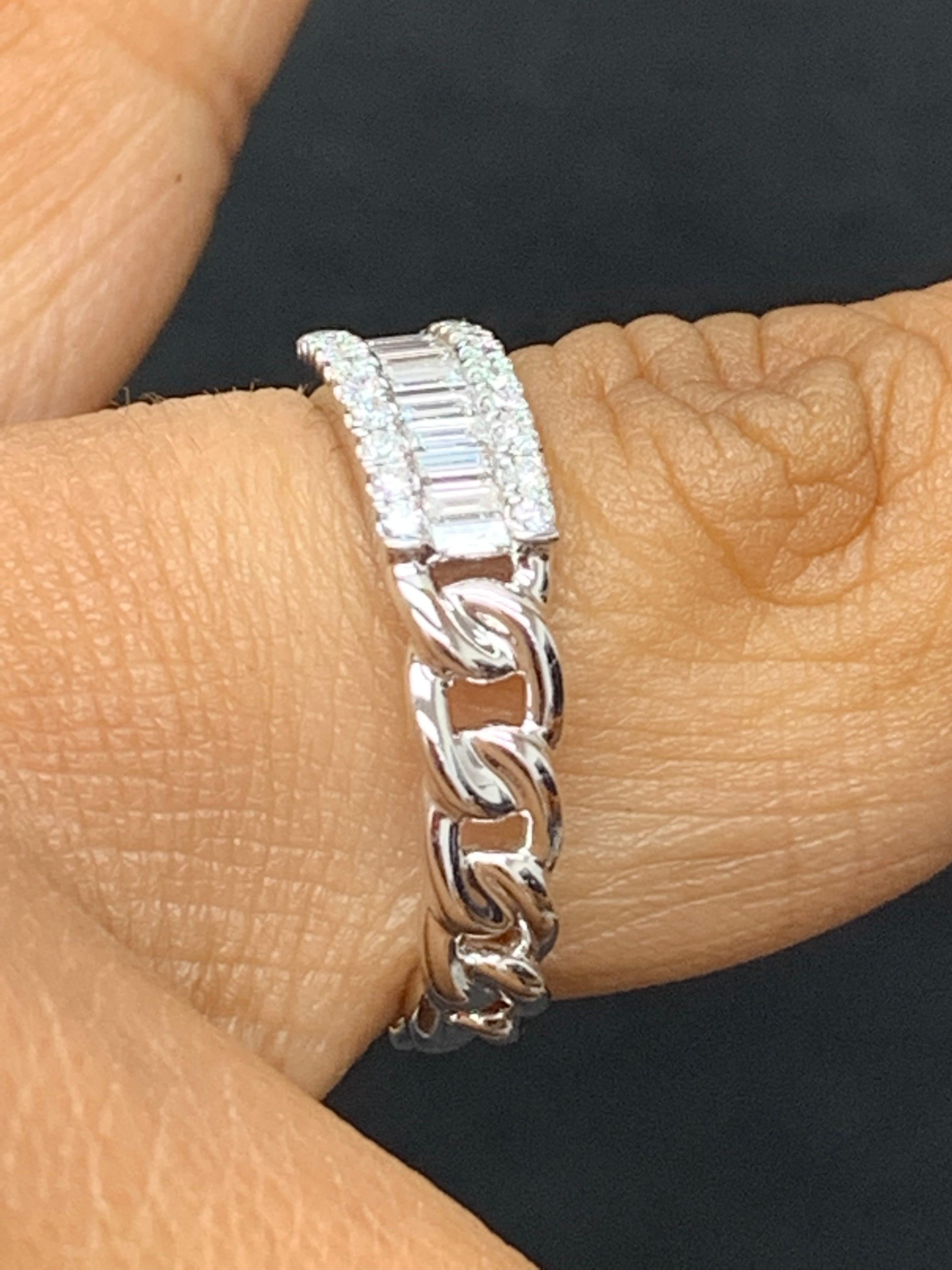 0.41 Carat Baguette Diamond Fashion Ring in 18K White Gold In New Condition For Sale In NEW YORK, NY