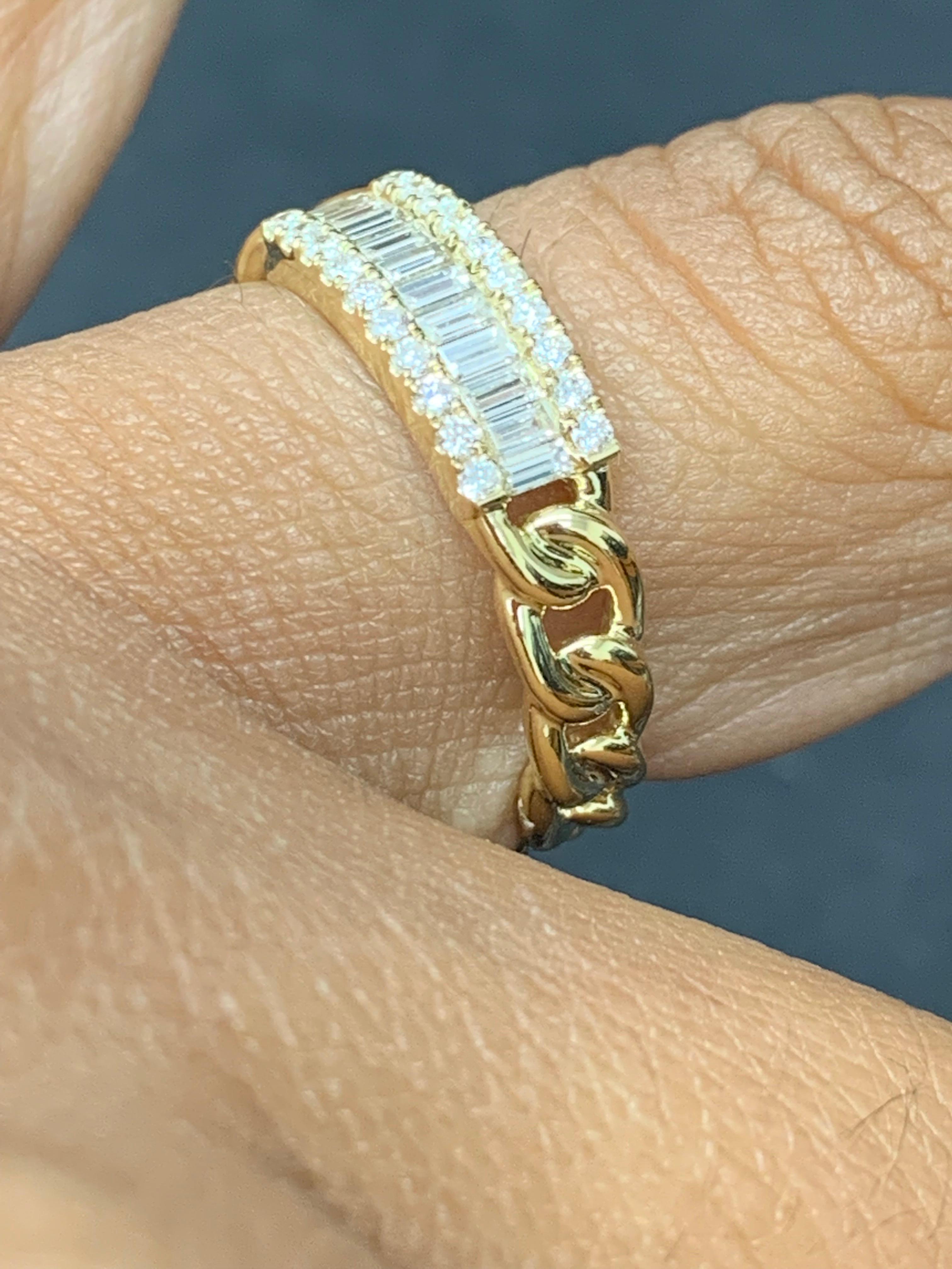 0.41 Carat Baguette Diamond Fashion Ring in 18K Yellow Gold For Sale 4