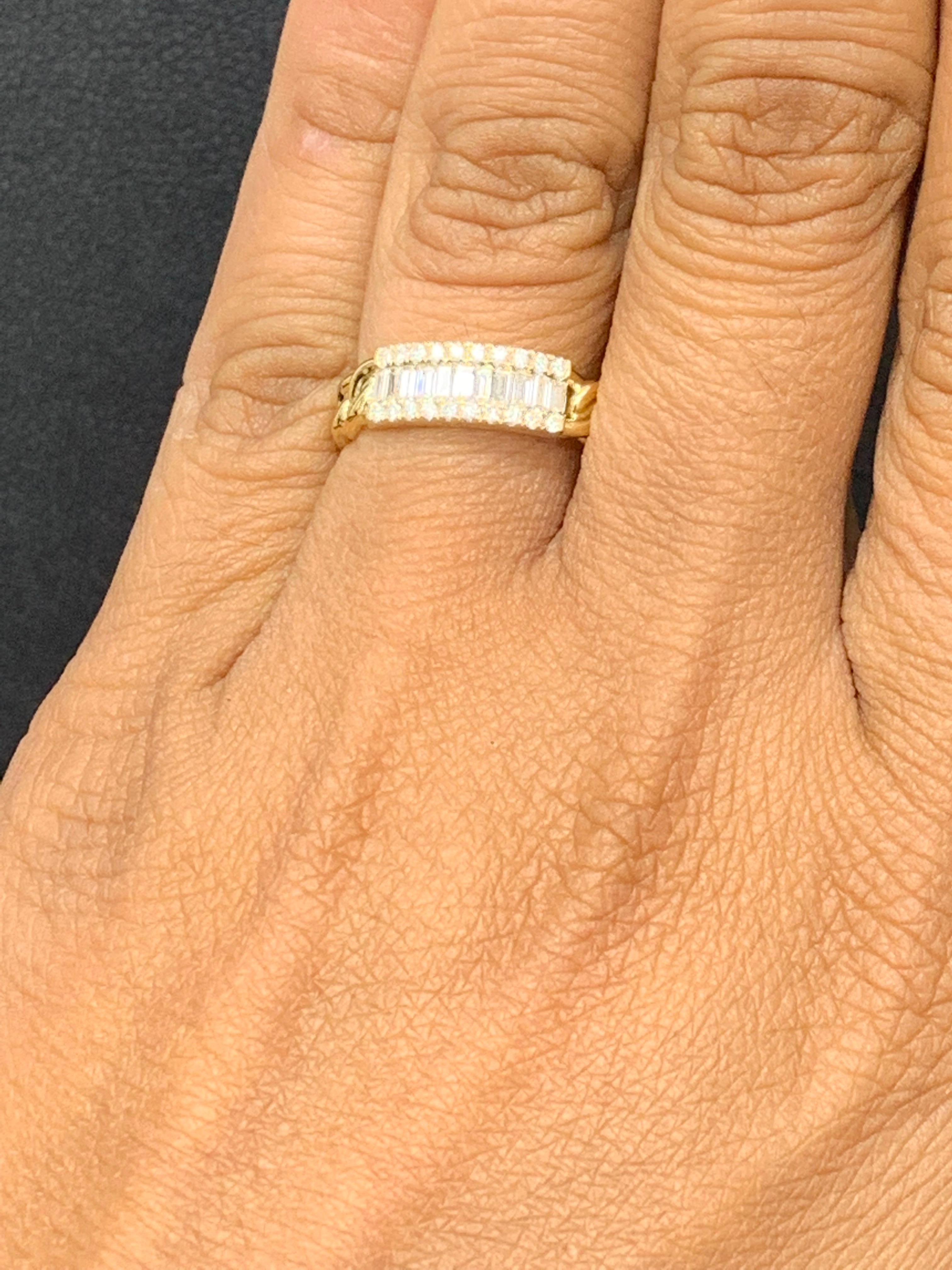 0.41 Carat Baguette Diamond Fashion Ring in 18K Yellow Gold For Sale 7