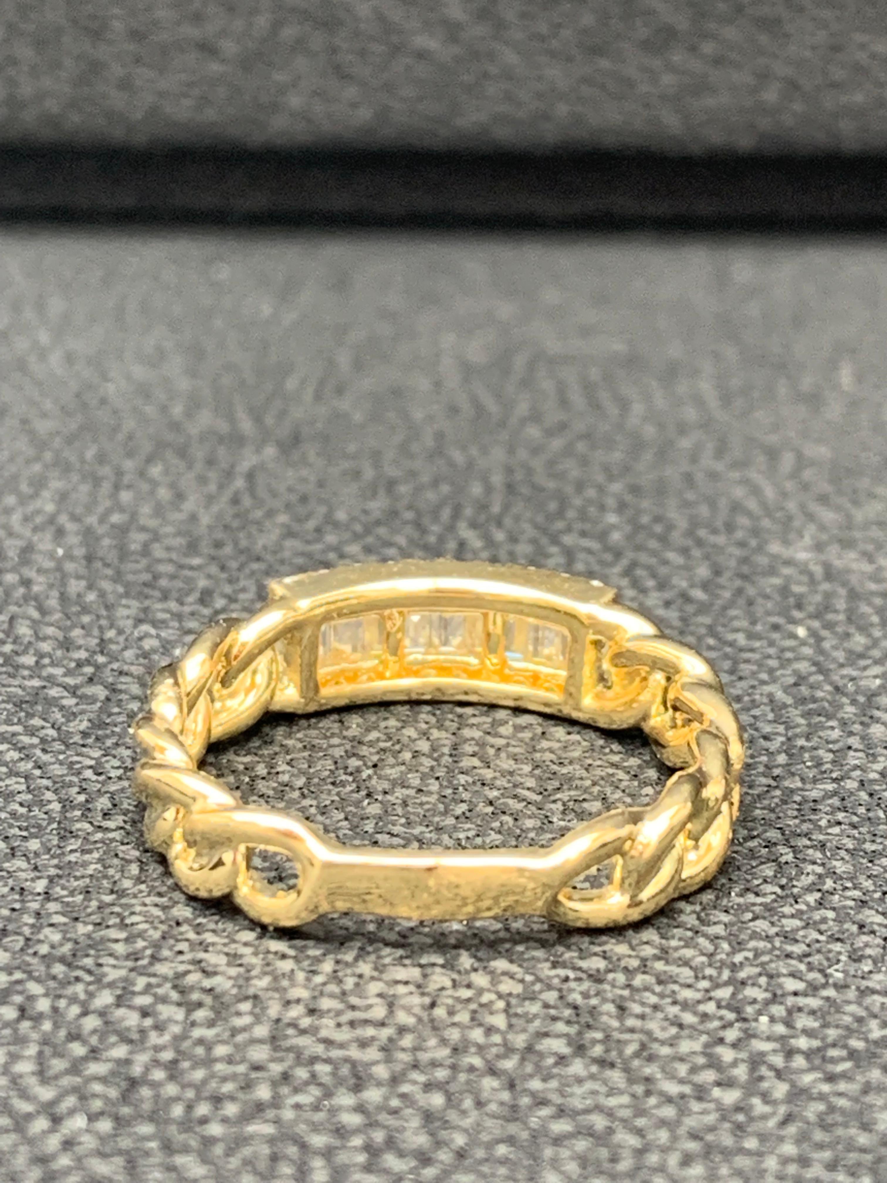 0.41 Carat Baguette Diamond Fashion Ring in 18K Yellow Gold In New Condition For Sale In NEW YORK, NY