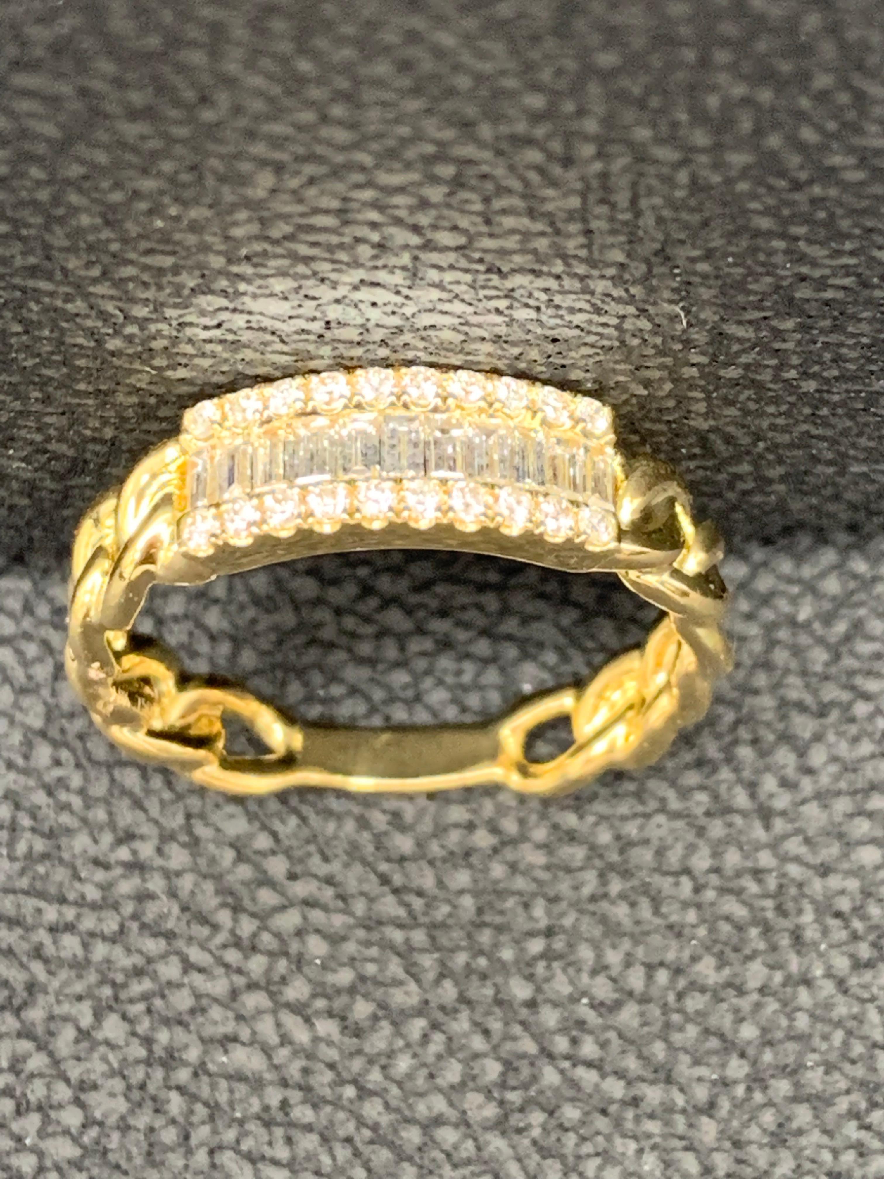 0.41 Carat Baguette Diamond Fashion Ring in 18K Yellow Gold For Sale 2