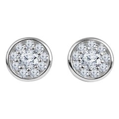 0.41 Carat Bezel Set Diamond Cluster Stud Earrings in 18 Karat White Gold