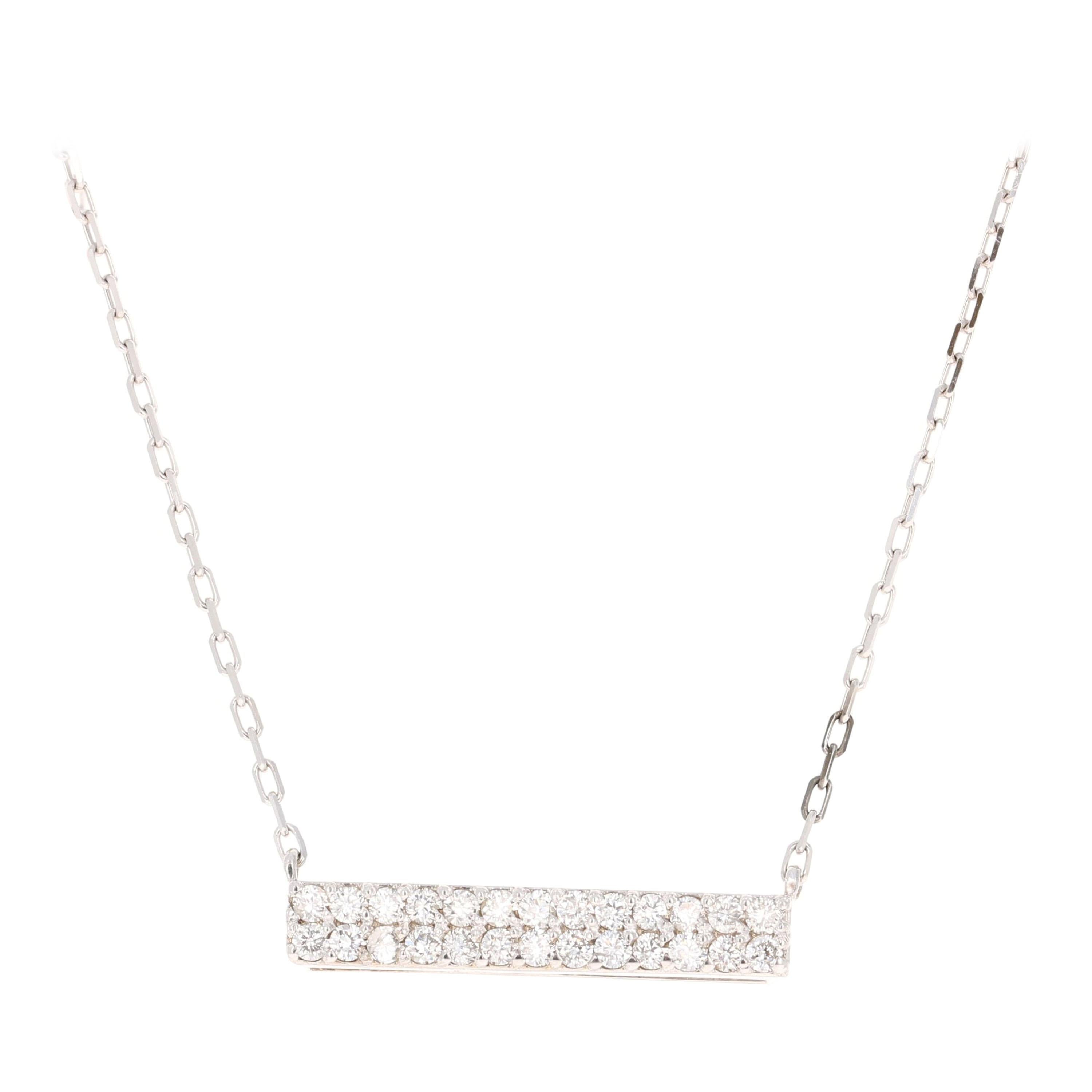 0.41 Carat Diamond Bar Chain Necklace 14 Karat White Gold
