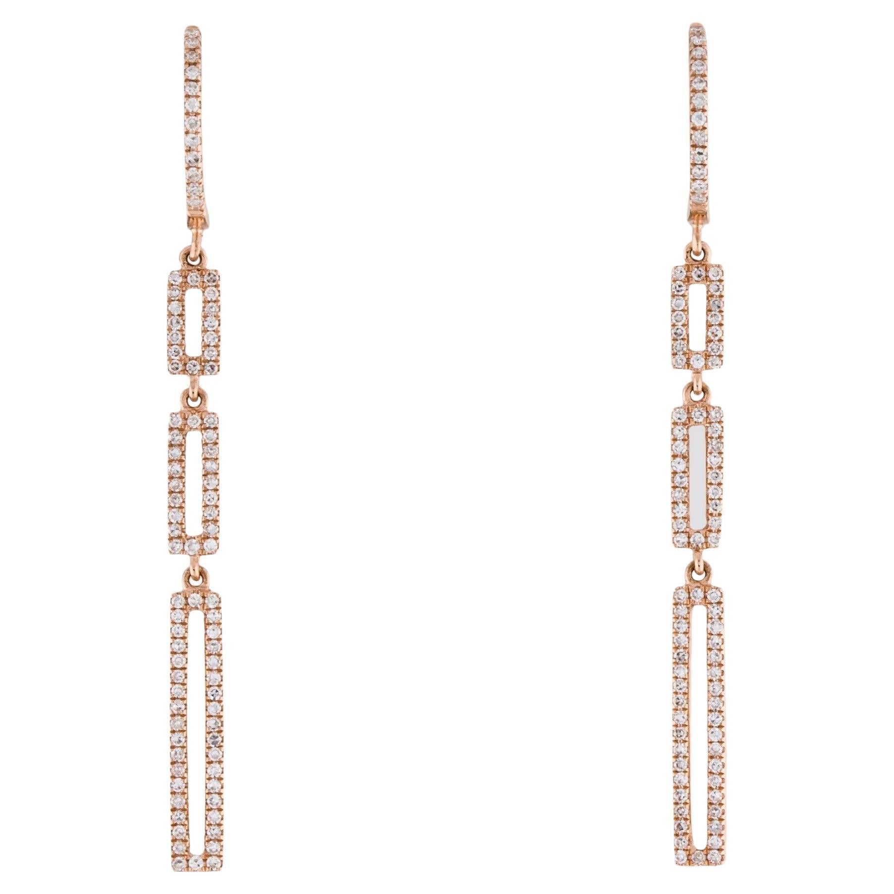 0.41 Carat Diamond Drop Link Rose Gold Earrings 