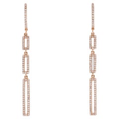 0.41 Carat Diamond Drop Link Rose Gold Earrings 