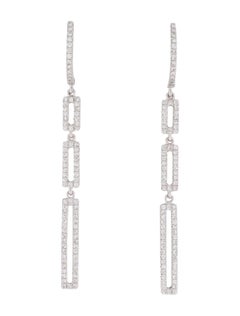 0.41 Carat Diamond Drop Link White Gold Earrings