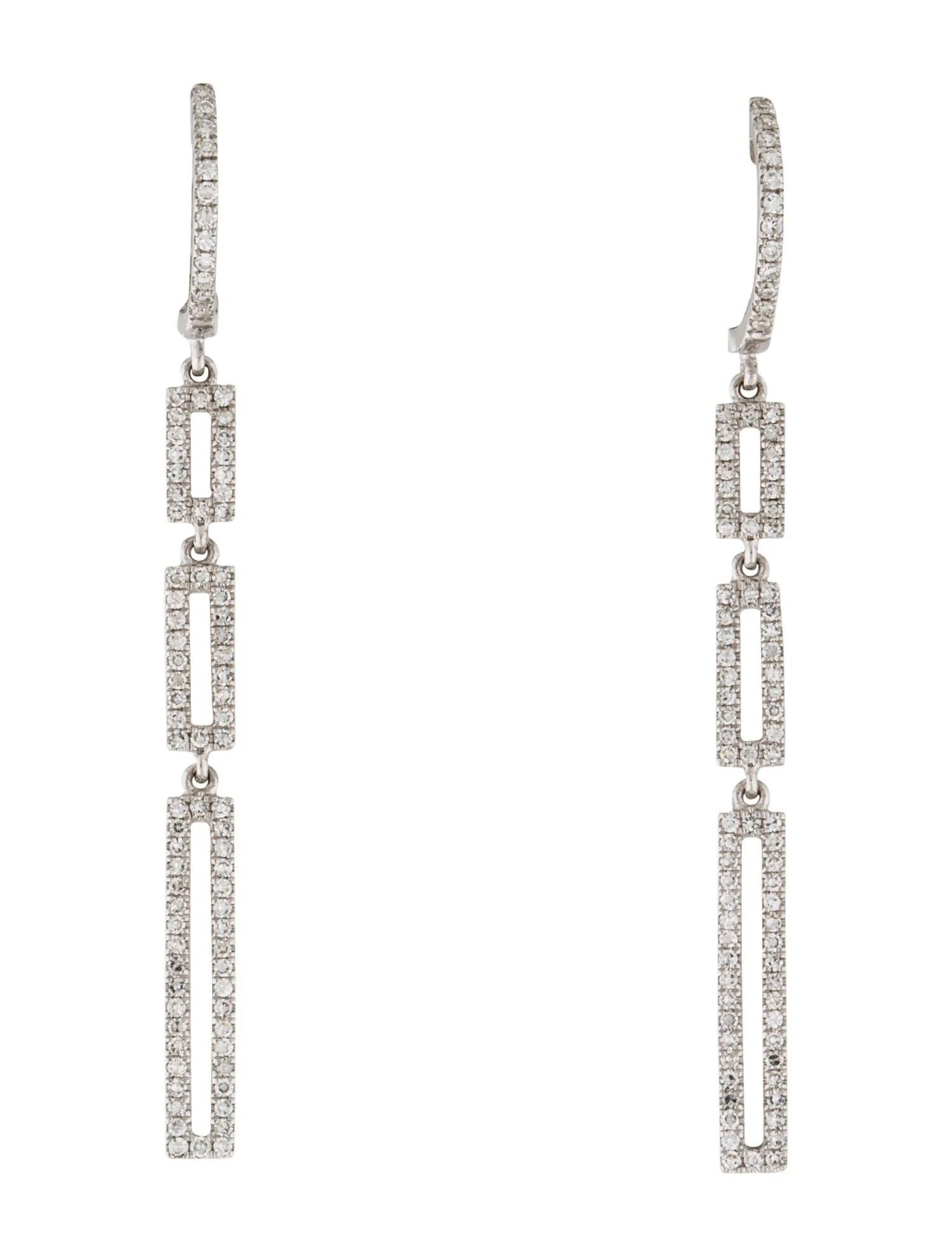 Round Cut 0.41 Carat Diamond Drop Link White Gold Earrings  For Sale