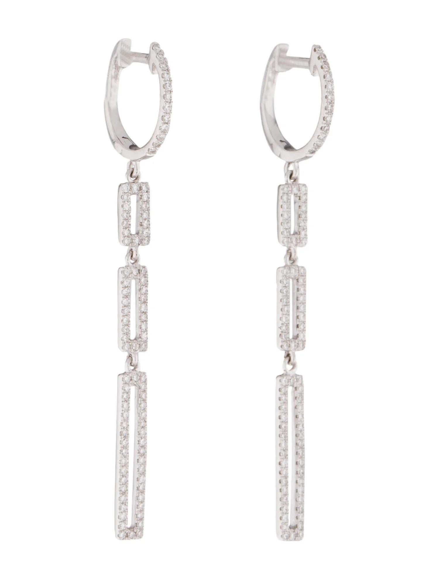 0.41 Carat Diamond Drop Link White Gold Earrings  In New Condition For Sale In Great Neck, NY
