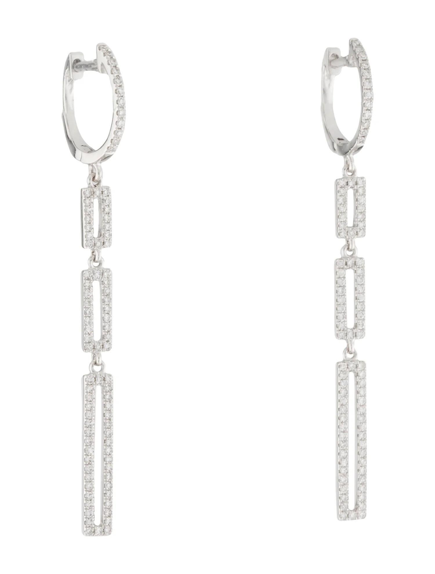 Women's 0.41 Carat Diamond Drop Link White Gold Earrings  For Sale