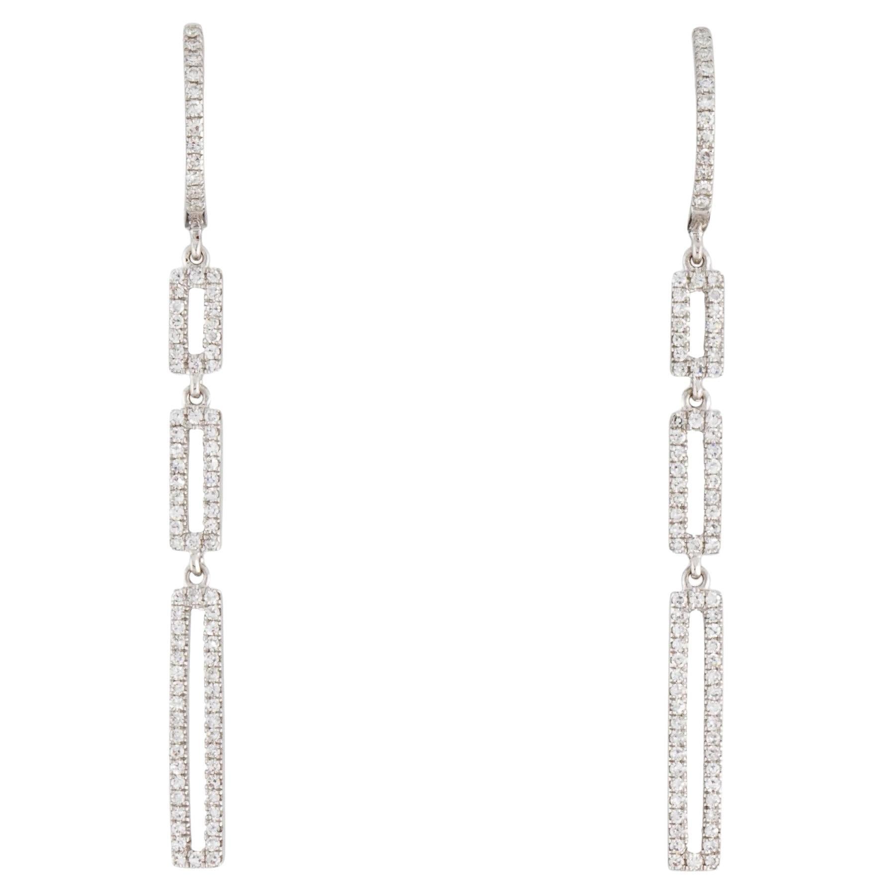 0.41 Carat Diamond Drop Link White Gold Earrings  For Sale