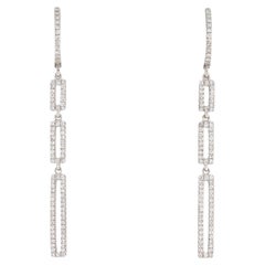 0.41 Carat Diamond Drop Link White Gold Earrings 