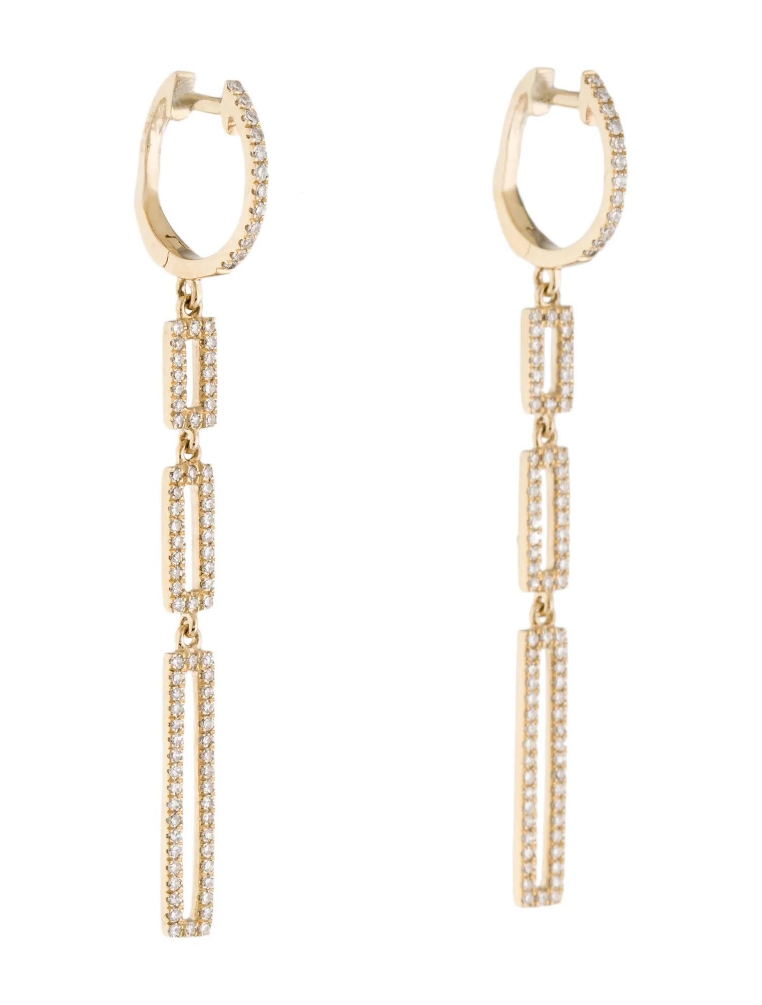 Taille ronde Boucles d'oreilles en or jaune à maillons pendants et diamants de 0,41 carat  en vente