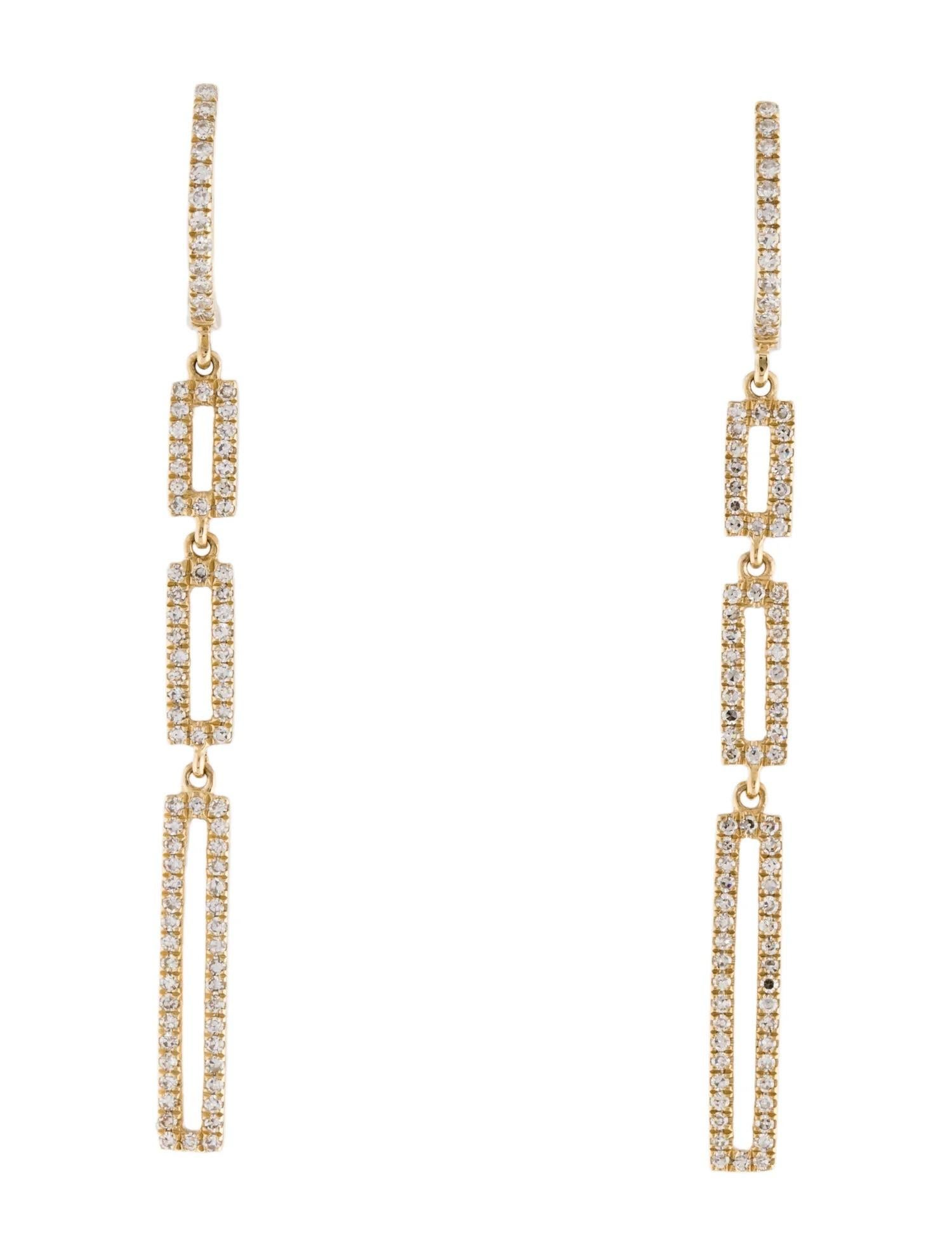 0.41 Carat Diamond Drop Link Yellow Gold Earrings  In New Condition For Sale In Great Neck, NY