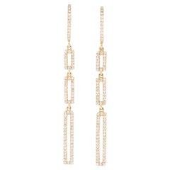 0.41 Carat Diamond Drop Link Yellow Gold Earrings 