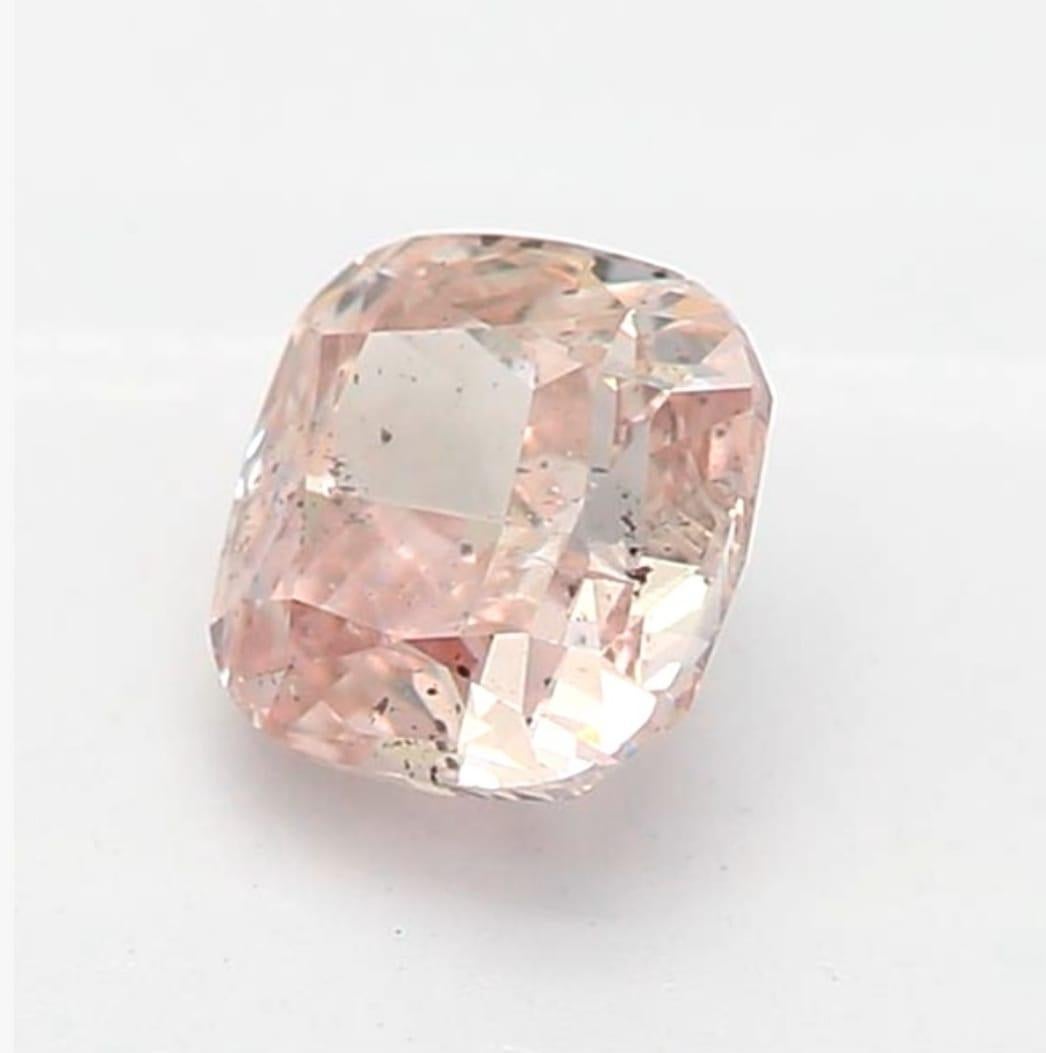 0.41 Carat Fancy Brownish Pink Cushion Cut Diamond I1 Clarity GIA Certified For Sale 1