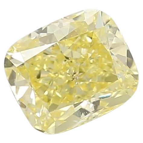 0.41 Carat Fancy Intense Yellow Cushion Cut Diamond SI1 Clarity GIA Certified