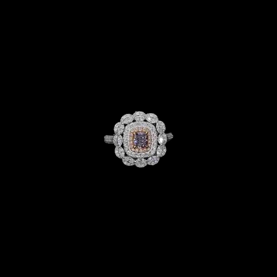 **100% NATURAL FANCY COLOUR DIAMOND JEWELRY**

✪ Jewelry Details ✪

♦ MAIN STONE DETAILS

➛ Stone Shape: Cushion
➛ Stone Color: Fancy Light Purplish Pink
➛ Stone Clarity: SI2
➛ Stone Weight: 0.41 carats
➛ GIA certified

♦ SIDE STONE DETAILS

➛ Side