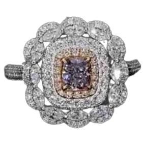 0.41 Carat Fancy Light Purplish Pink Diamond Ring SI2 Clarity GIA Certified