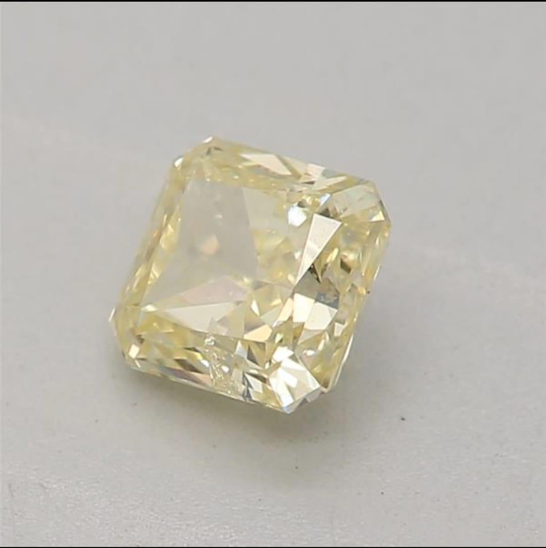 0.41 Carat Fancy Yellow Radiant shaped diamond I1 Clarity GIA Certified For Sale 5