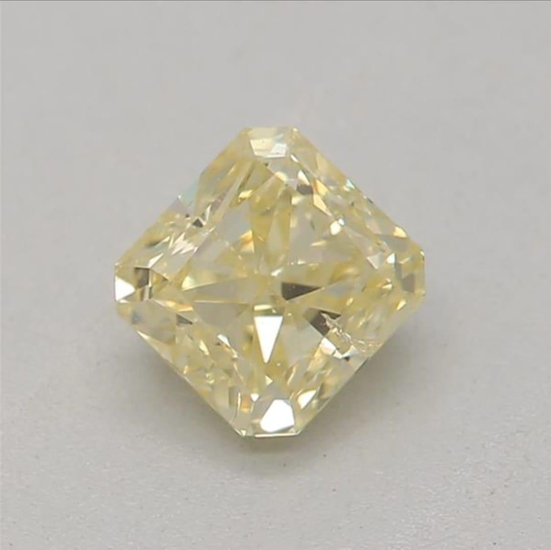 ***100% NATURAL FANCY COLOUR DIAMOND***

✪ Diamond Details ✪

➛ Shape: Radiant 
➛ Colour Grade: Fancy Yellow
➛ Carat: 0.41
➛ Clarity: I1
➛ GIA Certified 

^FEATURES OF THE DIAMOND^

Our 0.41 carat radiant-shaped diamond is known for its brilliant