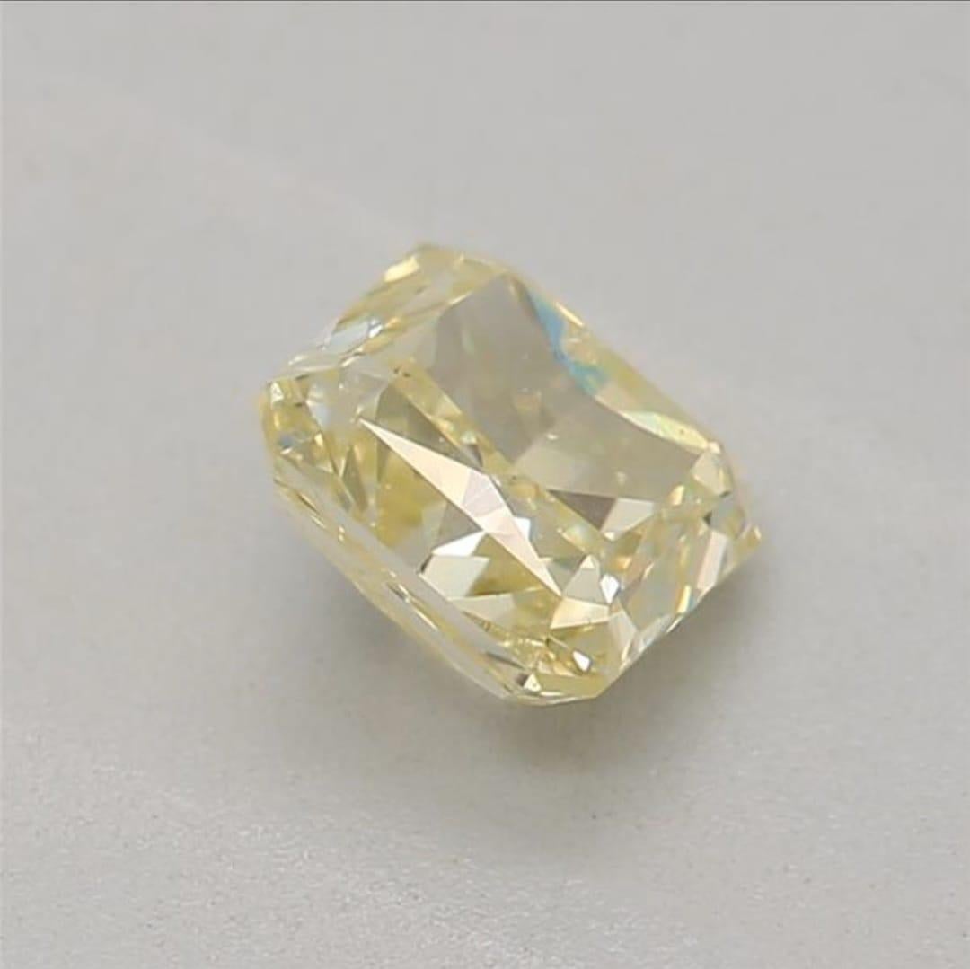 Radiant Cut 0.41 Carat Fancy Yellow Radiant shaped diamond I1 Clarity GIA Certified For Sale