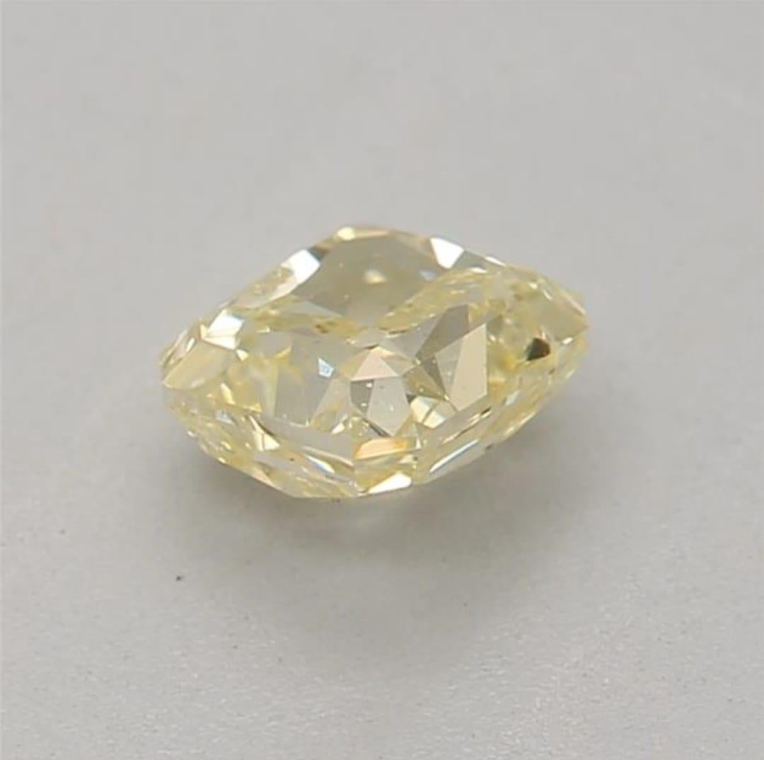 Radiant Cut 0.41 Carat Fancy Yellow Radiant shaped diamond I1 Clarity GIA Certified For Sale