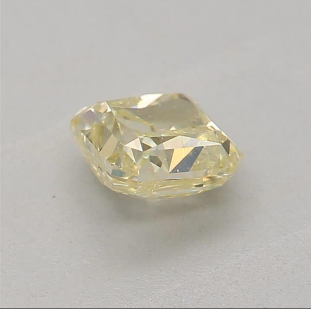 0.41 Carat Fancy Yellow Radiant shaped diamond I1 Clarity GIA Certified For Sale 2