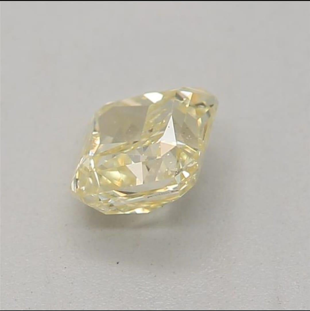 0.41 Carat Fancy Yellow Radiant shaped diamond I1 Clarity GIA Certified For Sale 4