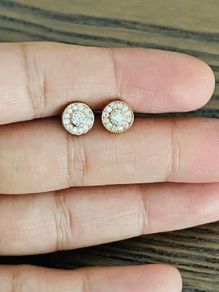 0,41 Karat Natürlicher Rundschliff Diamant 14 Karat Rose Gold Ohrstecker im Angebot 5