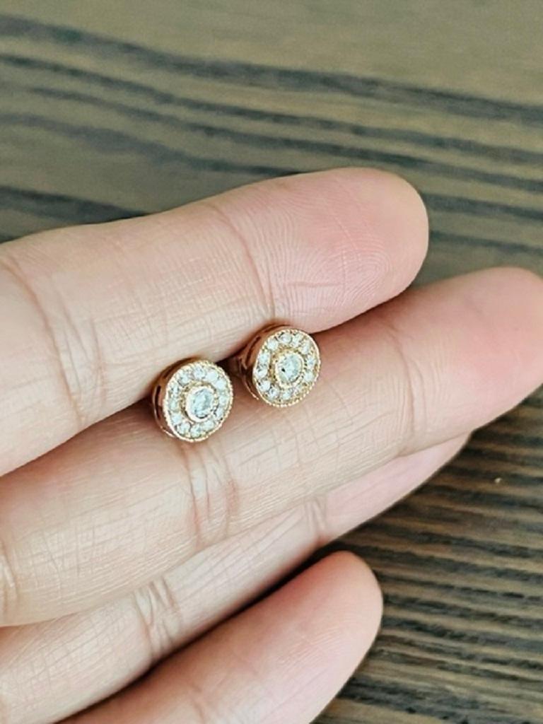 0,41 Karat Natürlicher Rundschliff Diamant 14 Karat Rose Gold Ohrstecker im Angebot 6