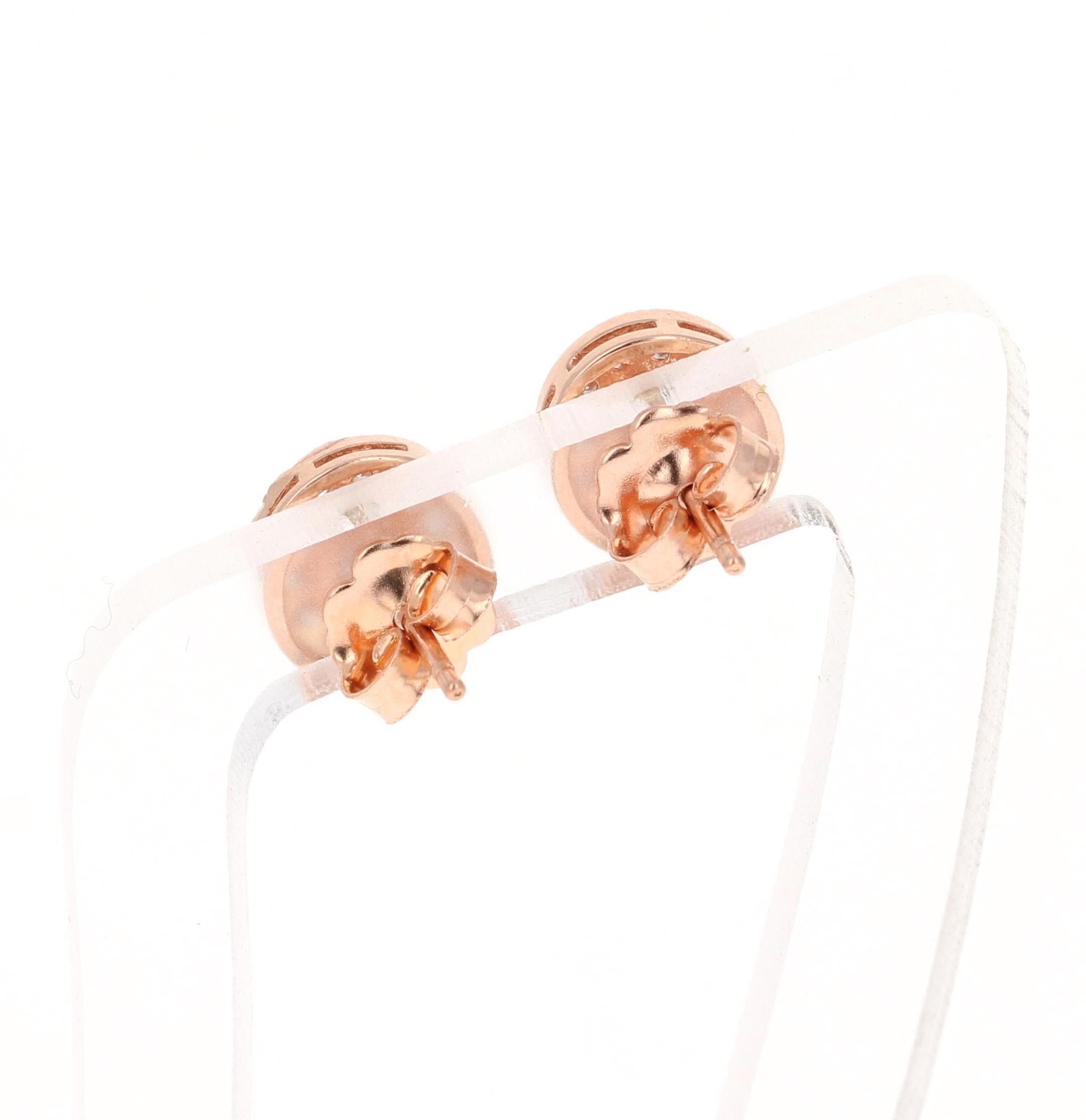0,41 Karat Natürlicher Rundschliff Diamant 14 Karat Rose Gold Ohrstecker im Angebot 1