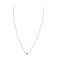 0.41 Carat Princess Shape Diamond Pendant 14 Karat Yellow Gold 18''
