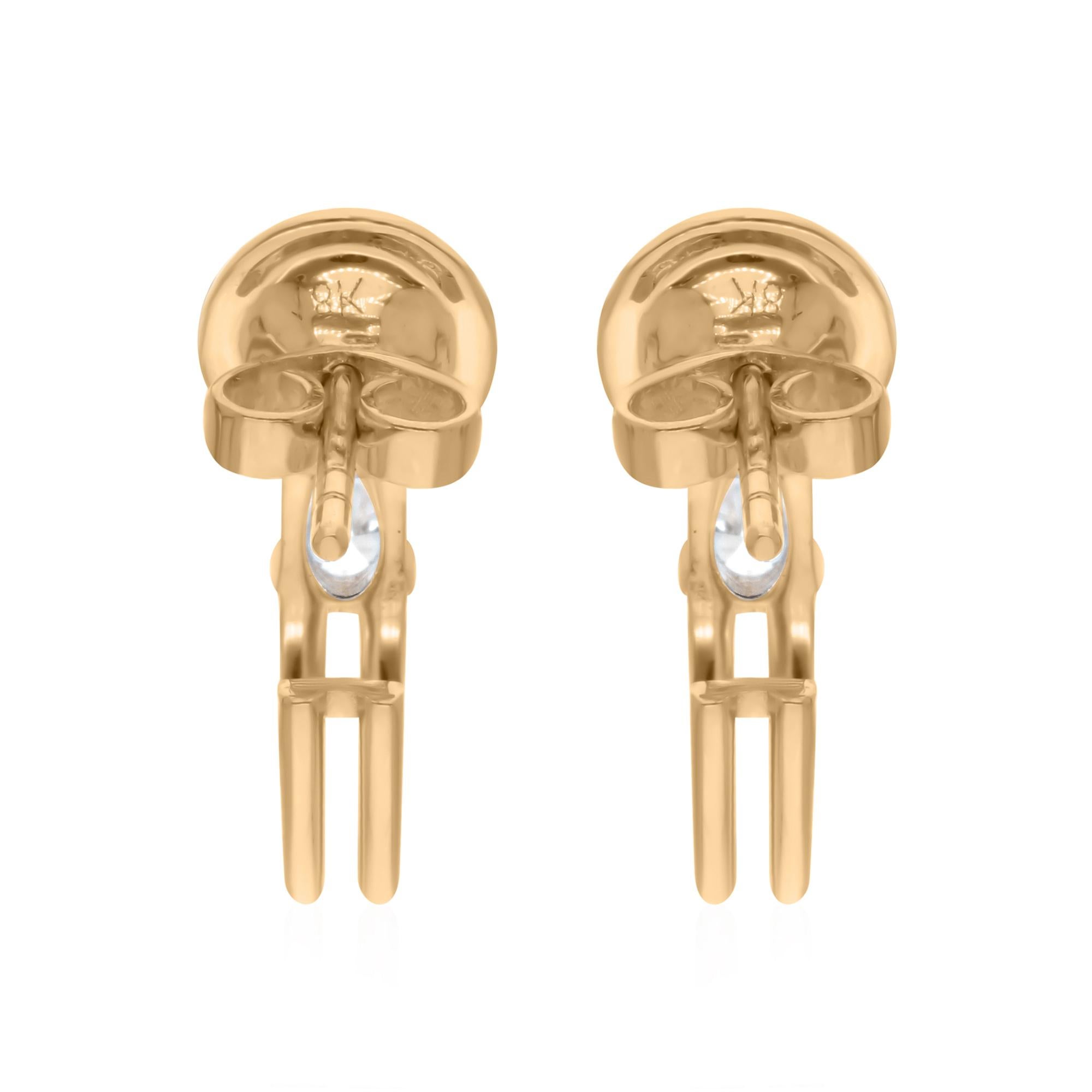 Pear Cut 0.41 Carat SI Clarity HI Color Pear Diamond Hoop Earrings 14 Karat Yellow Gold For Sale