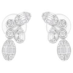 0,41 Karat SI/H Baguette-Diamant-Ohrringe 14 Karat Weißgold feiner Schmuck