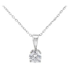 Collana di diamanti solitari a taglio brillante da 0,41 carati con diamanti incastonati in oro bianco 14K