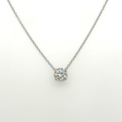 Ciondolo con diamante solitario da 0,41 carati in oro bianco 14 carati