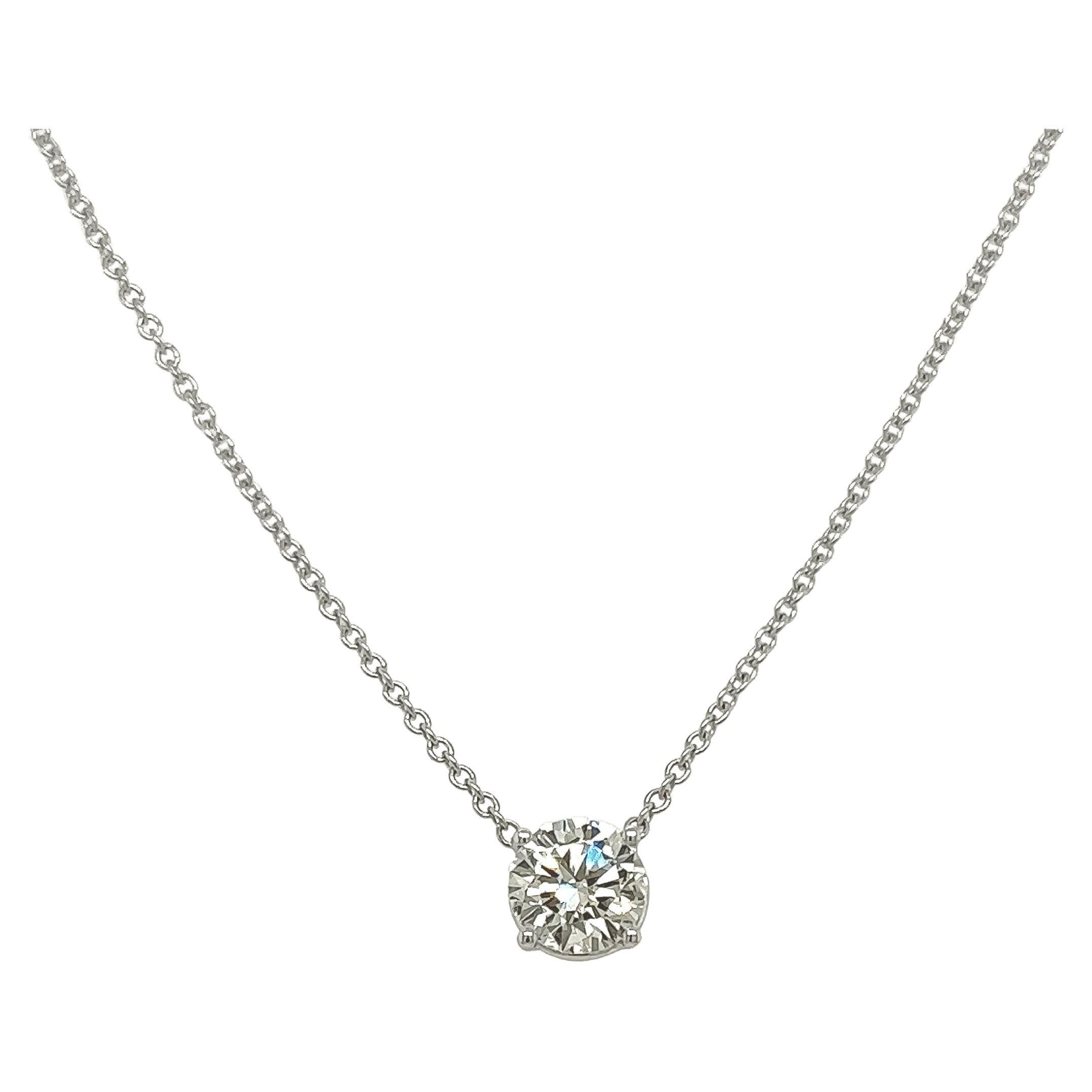 0.41 Carat Solitaire Diamond Pendant in 14K White Gold