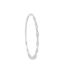 Roman Malakov 0.41 Carat Total Round Cut Diamond Bangle Bracelet in White Gold