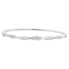 Roman Malakov 0.41 Carat Total Round Cut Diamond Bangle Bracelet in White Gold