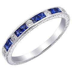 0.41 Carats Blue Sapphires Diamonds set in 18K White Gold