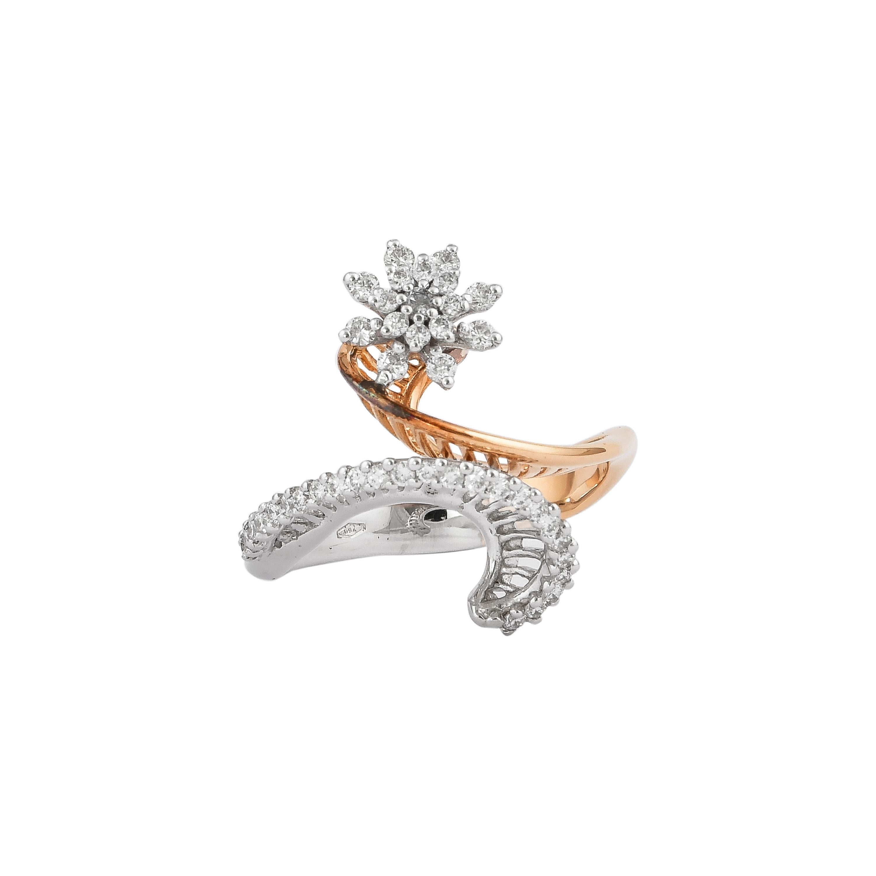 Round Cut 0.413 Carat Diamond Ring in 18 Karat White & Rose Gold. For Sale